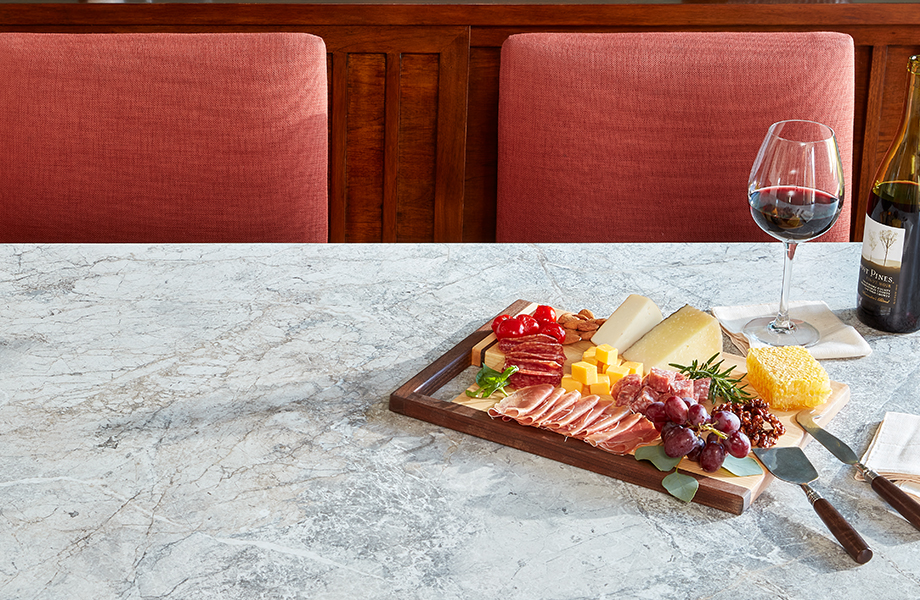 3702-34 Mediterranean Marble 180fx® by Formica Group is a large scale pattern with veining in gray and natural beige, making it a seamless fit in virtually any kitchen or bath decor.