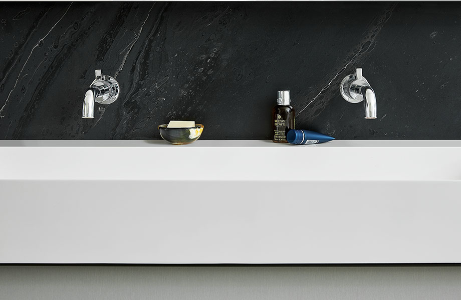 Inspired by planetary movements across the mysterious darkness of space, Black Painted Marble is a force of nature in and of itself. The pattern uses the push and pull of water-based paints and oil to infuse celestial waves of charcoal, gray and white into a rich black foundation. A top choice of both designers and homeowners, Black Painted Marble sets a sophisticated mood. 